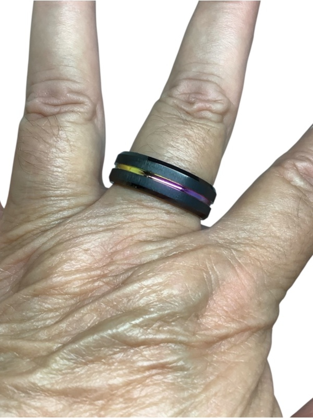 Multi - Color Tungsten Carbide Wedding Band Ring – Size 13